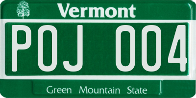 VT license plate POJ004