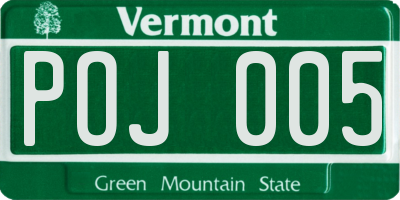 VT license plate POJ005