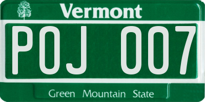 VT license plate POJ007