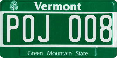 VT license plate POJ008