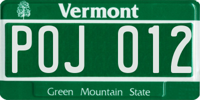 VT license plate POJ012