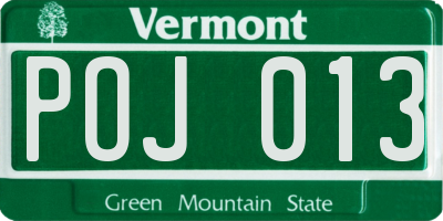VT license plate POJ013