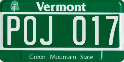 VT license plate POJ017