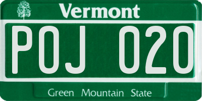 VT license plate POJ020