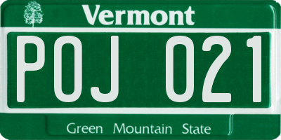 VT license plate POJ021