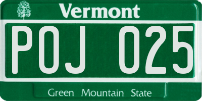 VT license plate POJ025