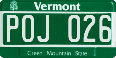 VT license plate POJ026