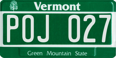 VT license plate POJ027