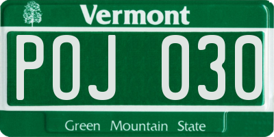 VT license plate POJ030