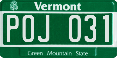 VT license plate POJ031