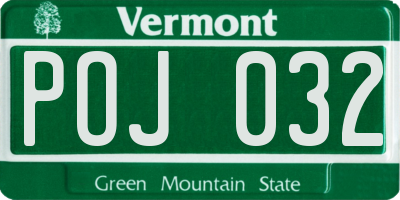 VT license plate POJ032
