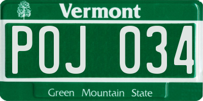 VT license plate POJ034