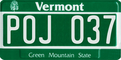 VT license plate POJ037