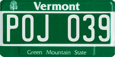 VT license plate POJ039