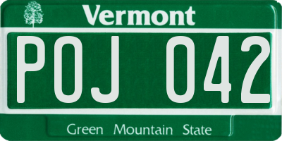 VT license plate POJ042