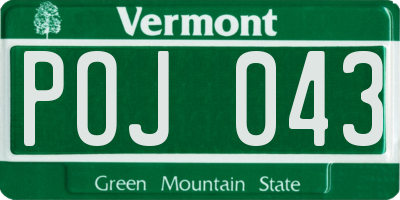 VT license plate POJ043