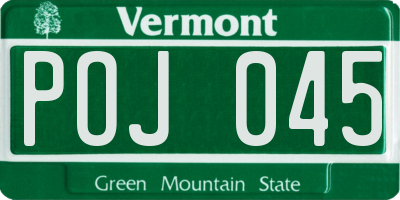 VT license plate POJ045