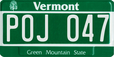 VT license plate POJ047