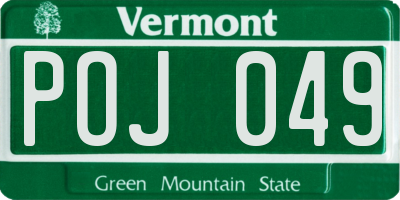 VT license plate POJ049