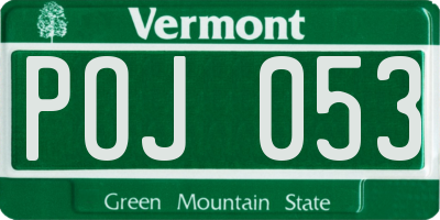 VT license plate POJ053