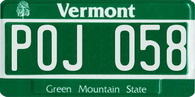 VT license plate POJ058