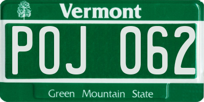 VT license plate POJ062