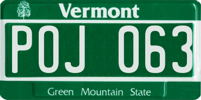 VT license plate POJ063
