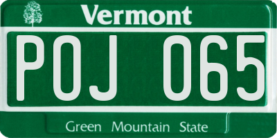 VT license plate POJ065