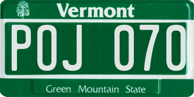 VT license plate POJ070
