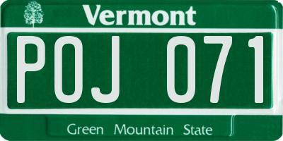VT license plate POJ071