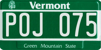 VT license plate POJ075