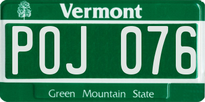 VT license plate POJ076