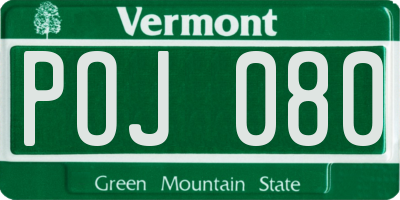 VT license plate POJ080