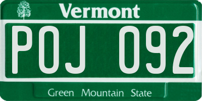 VT license plate POJ092