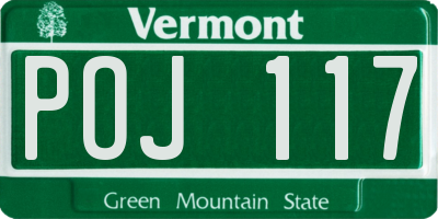 VT license plate POJ117