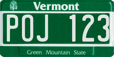 VT license plate POJ123