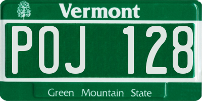 VT license plate POJ128