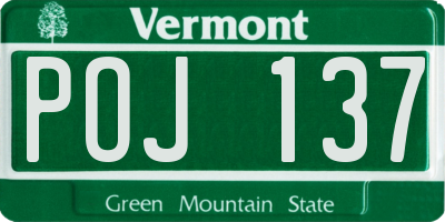 VT license plate POJ137