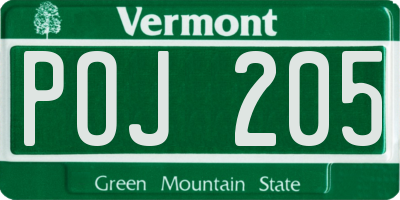 VT license plate POJ205