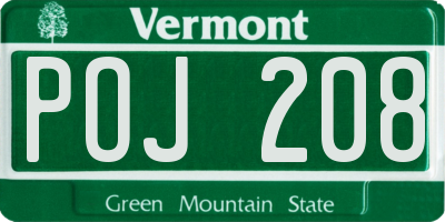 VT license plate POJ208