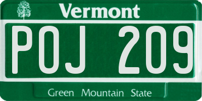 VT license plate POJ209