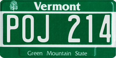 VT license plate POJ214
