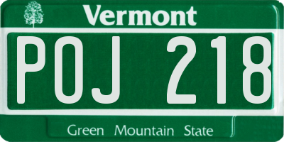 VT license plate POJ218