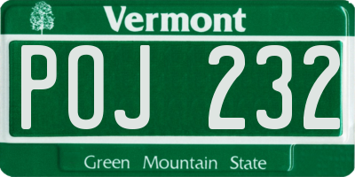 VT license plate POJ232
