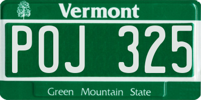 VT license plate POJ325