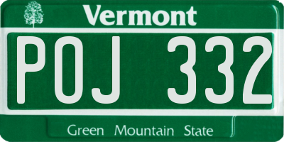 VT license plate POJ332