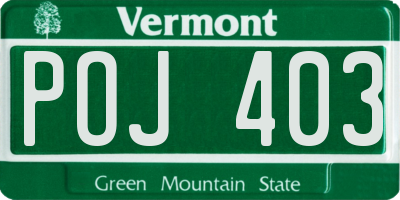 VT license plate POJ403