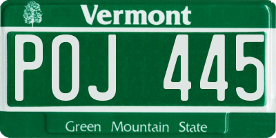 VT license plate POJ445