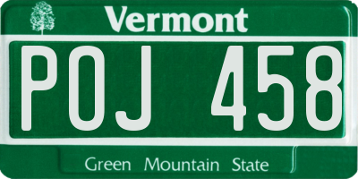 VT license plate POJ458