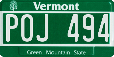 VT license plate POJ494